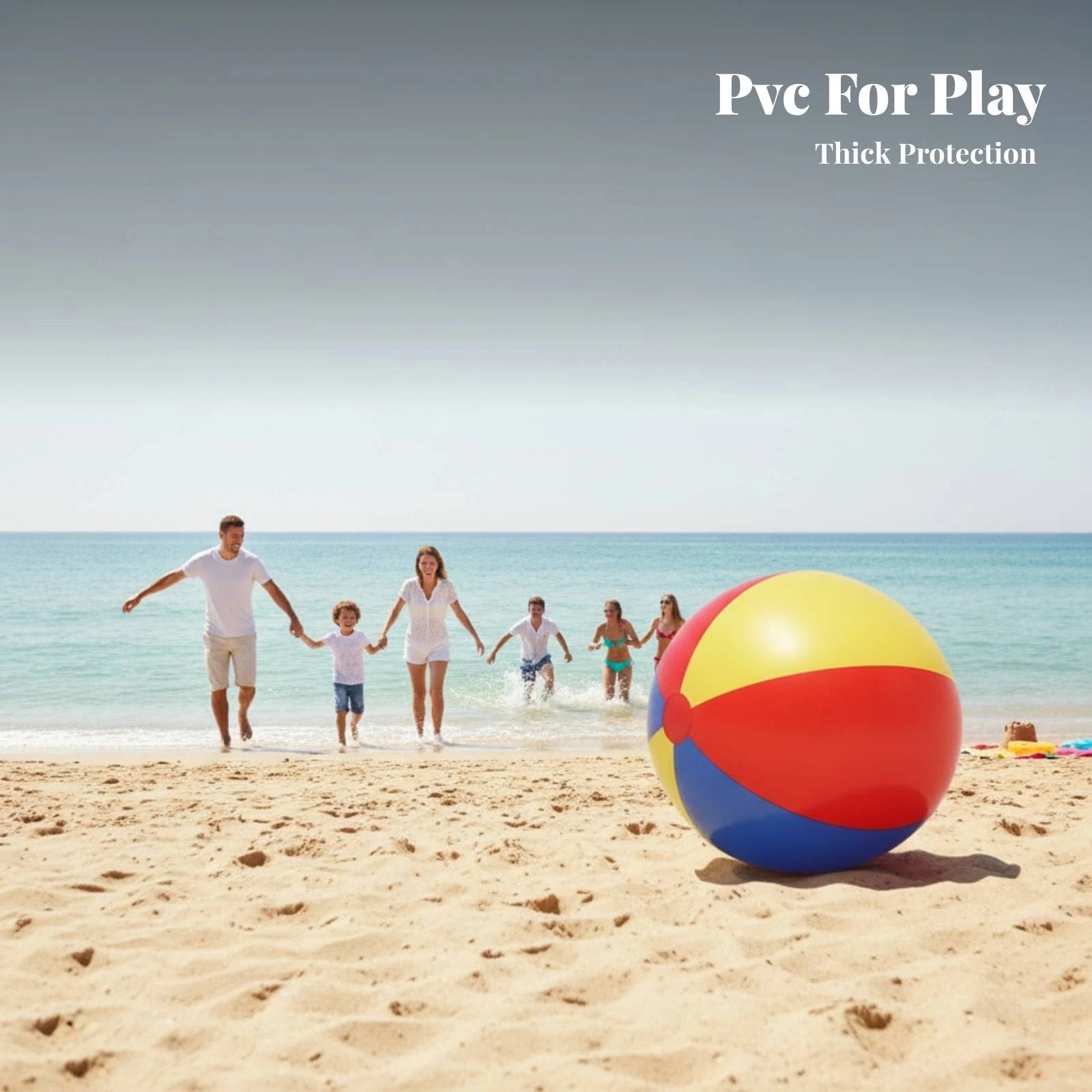 Bright Rainbow Colors Plaything Sealed Valve Large Beach Ball Toy Multicolor PVC Beach Ball for Outdoor Play, Families