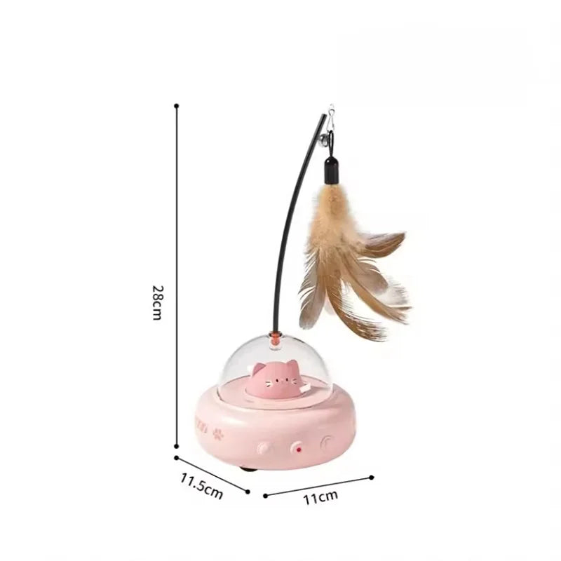 Smart Automatic Electric Cat Teaser Stick Toy with Interactive Self-Playing Car for Cats and Kittens Boredom Relief
