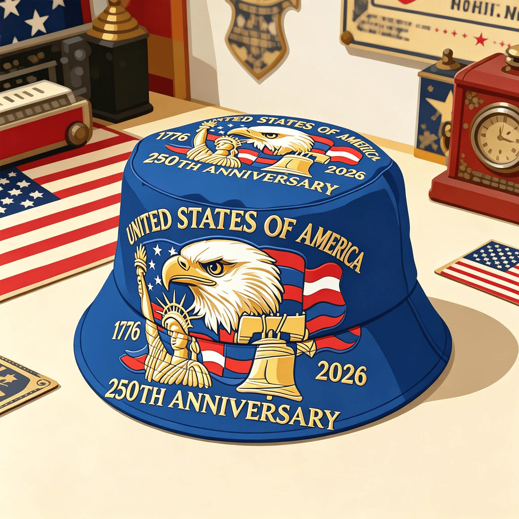 USA 250th Anniversary Bucket Hat Unisex Men Women Breathable Outdoor Travel Sun Protection 1776-2026 American Heritage Cap