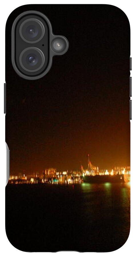 City Harbor Illuminated at Night - Phone Case