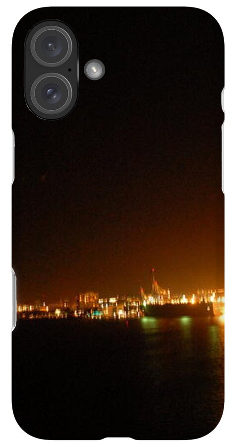City Harbor Illuminated at Night - Phone Case