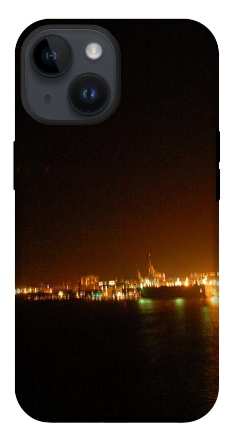 City Harbor Illuminated at Night - Phone Case