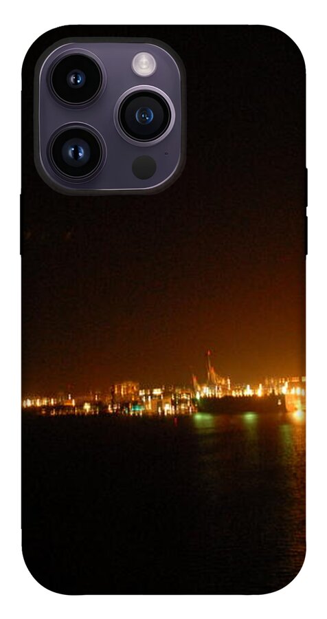 City Harbor Illuminated at Night - Phone Case