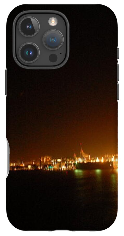 City Harbor Illuminated at Night - Phone Case