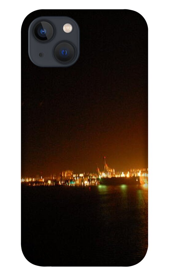 City Harbor Illuminated at Night - Phone Case