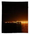 City Harbor Illuminated at Night - Blanket