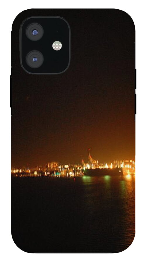 City Harbor Illuminated at Night - Phone Case
