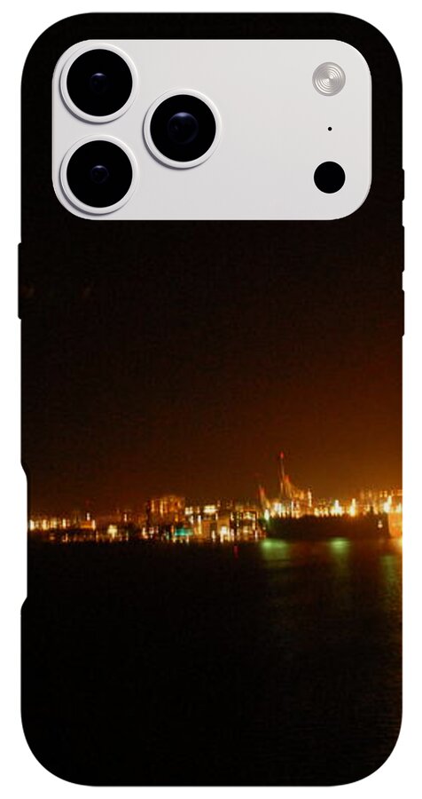 City Harbor Illuminated at Night - Phone Case