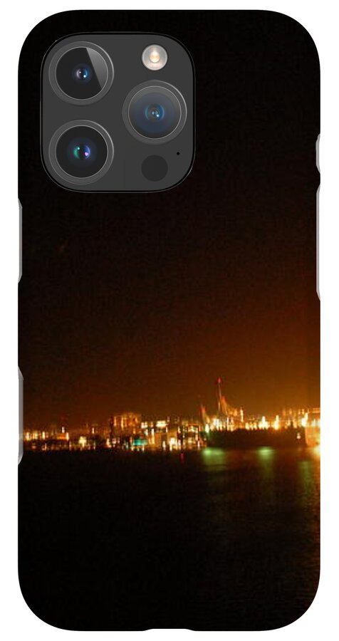 City Harbor Illuminated at Night - Phone Case