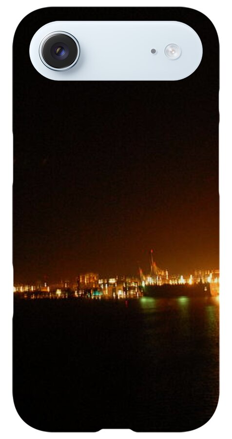 City Harbor Illuminated at Night - Phone Case