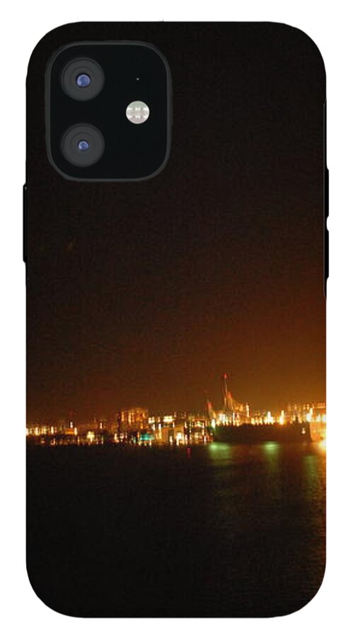 City Harbor Illuminated at Night - Phone Case