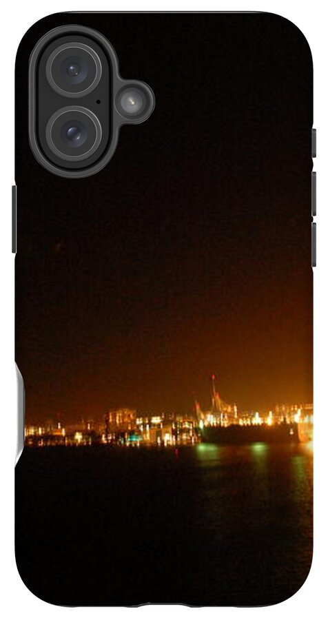City Harbor Illuminated at Night - Phone Case