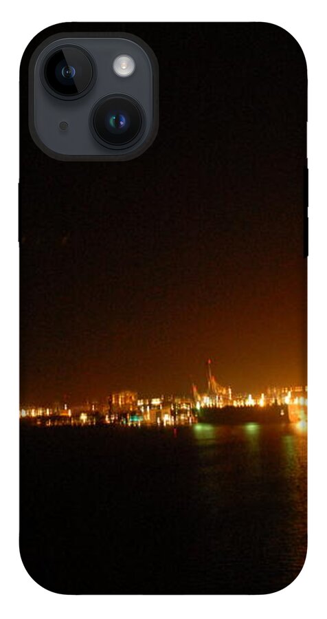 City Harbor Illuminated at Night - Phone Case