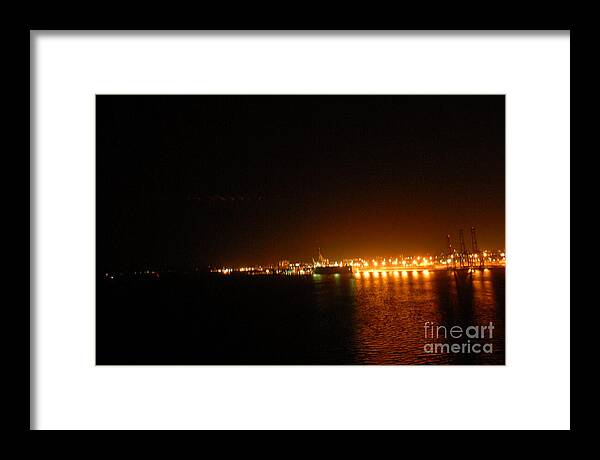 City Harbor Illuminated at Night - Framed Print