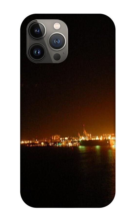 City Harbor Illuminated at Night - Phone Case