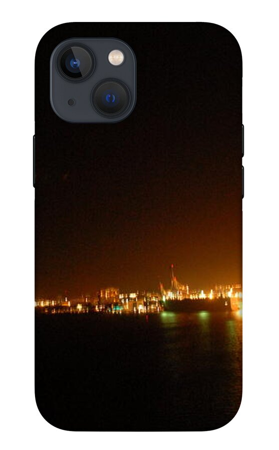 City Harbor Illuminated at Night - Phone Case
