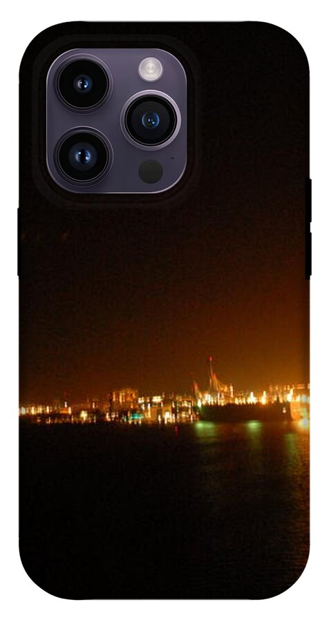 City Harbor Illuminated at Night - Phone Case