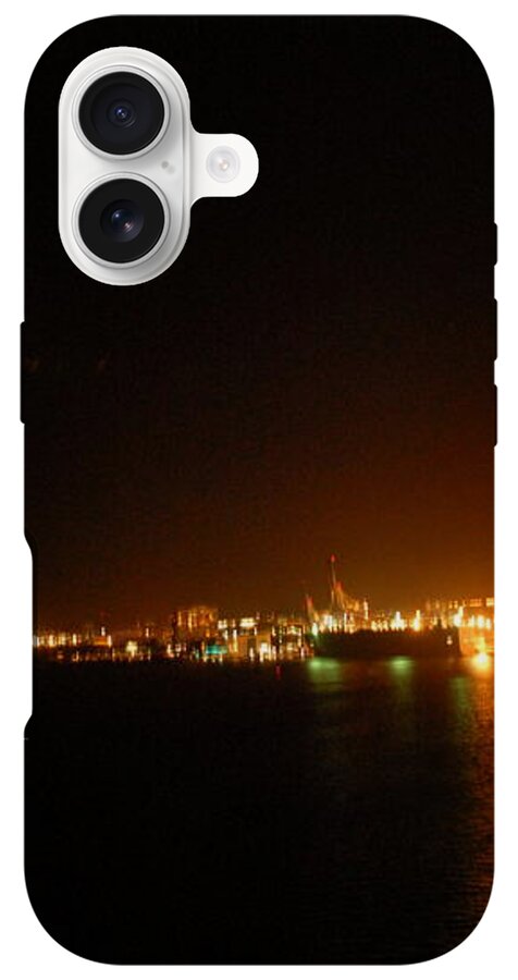 City Harbor Illuminated at Night - Phone Case