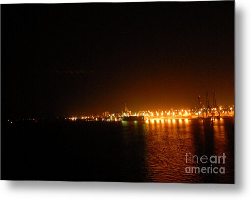 City Harbor Illuminated at Night - Metal Print