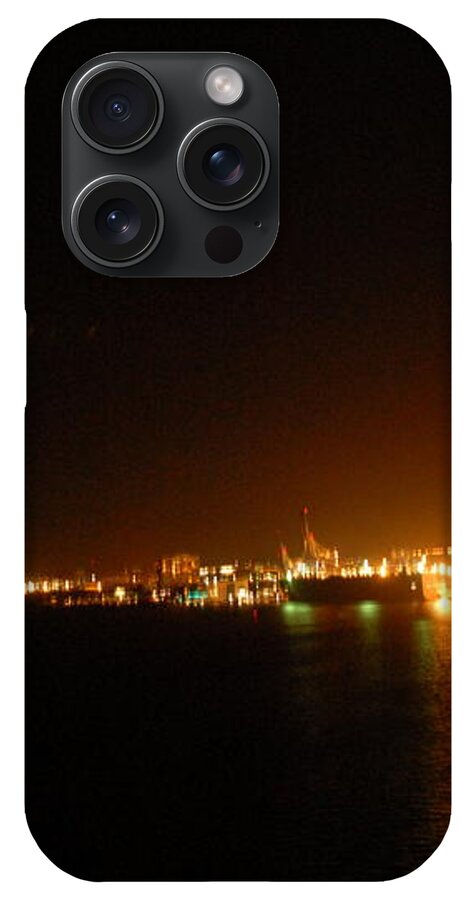 City Harbor Illuminated at Night - Phone Case