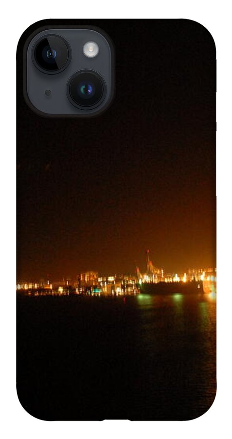 City Harbor Illuminated at Night - Phone Case