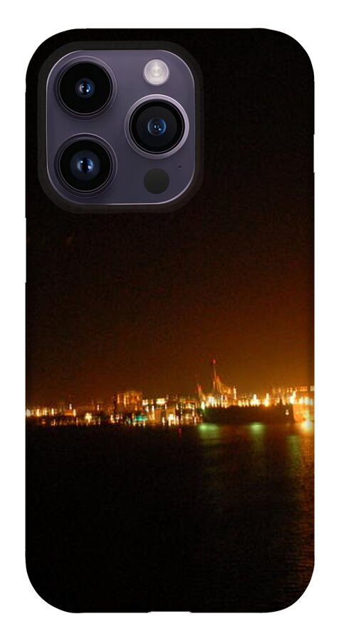 City Harbor Illuminated at Night - Phone Case