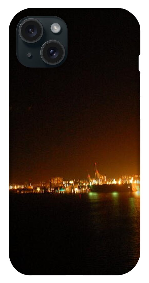 City Harbor Illuminated at Night - Phone Case