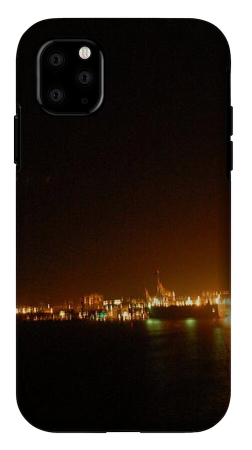 City Harbor Illuminated at Night - Phone Case