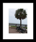 Coastal Park with Benches - Framed Print