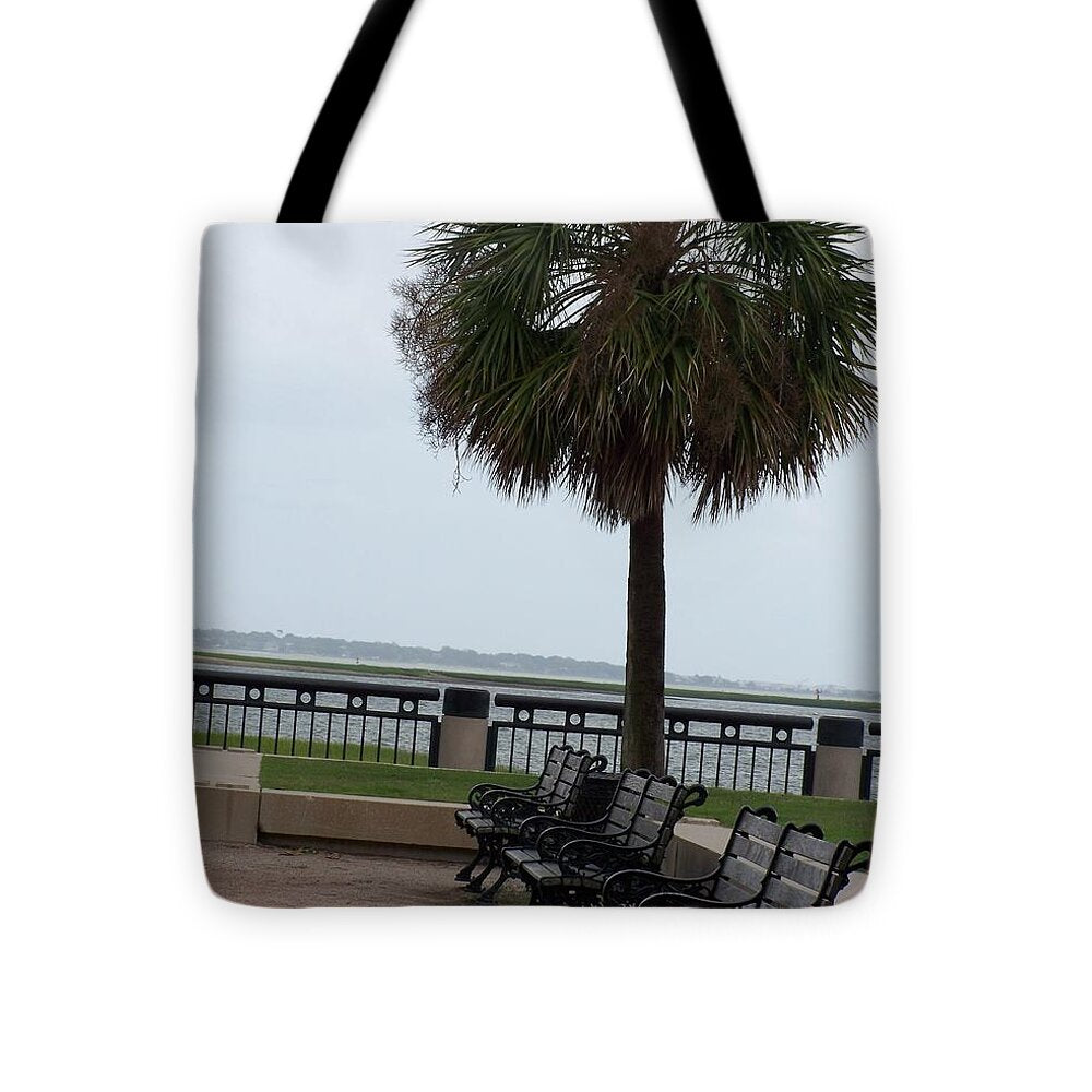 Coastal Park with Benches - Tote Bag