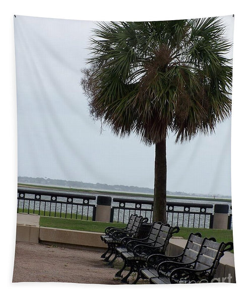 Coastal Park with Benches - Tapestry