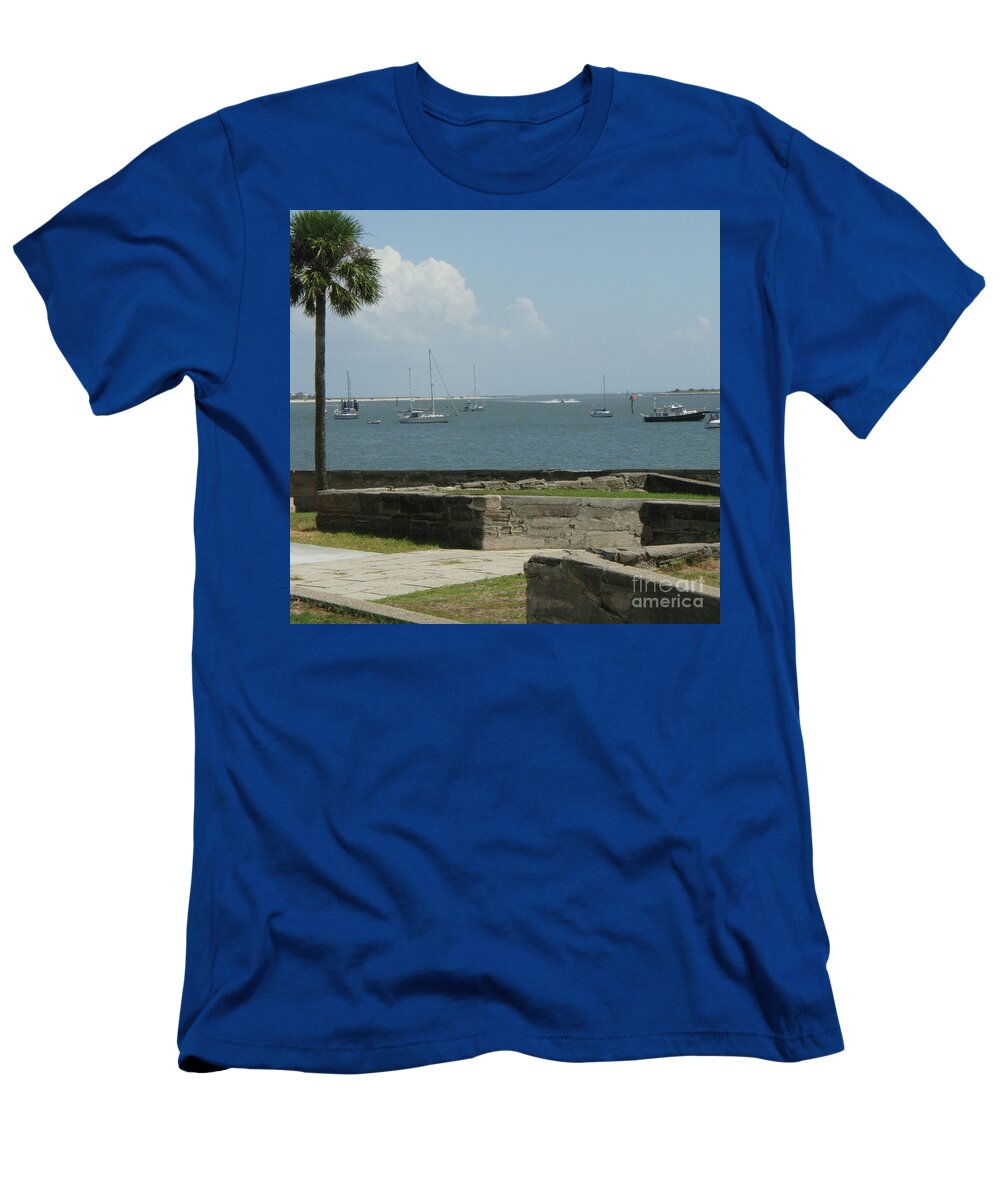 Coastal View Sailing Boats T-Shirt Bella Canvas 50/50 Cotton Polyester Blend Machine Washable