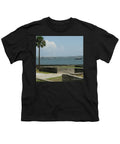 Youth T-Shirt with Sailing Boats and Coastal View Design, 100% Cotton, Machine Washable