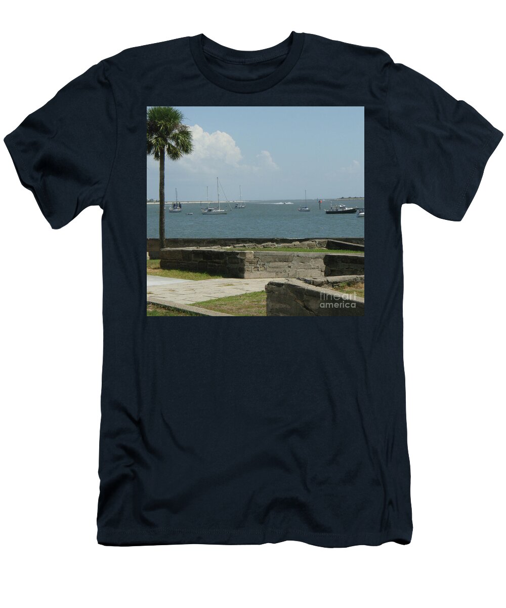 Coastal View Sailing Boats T-Shirt Bella Canvas 50/50 Cotton Polyester Blend Machine Washable