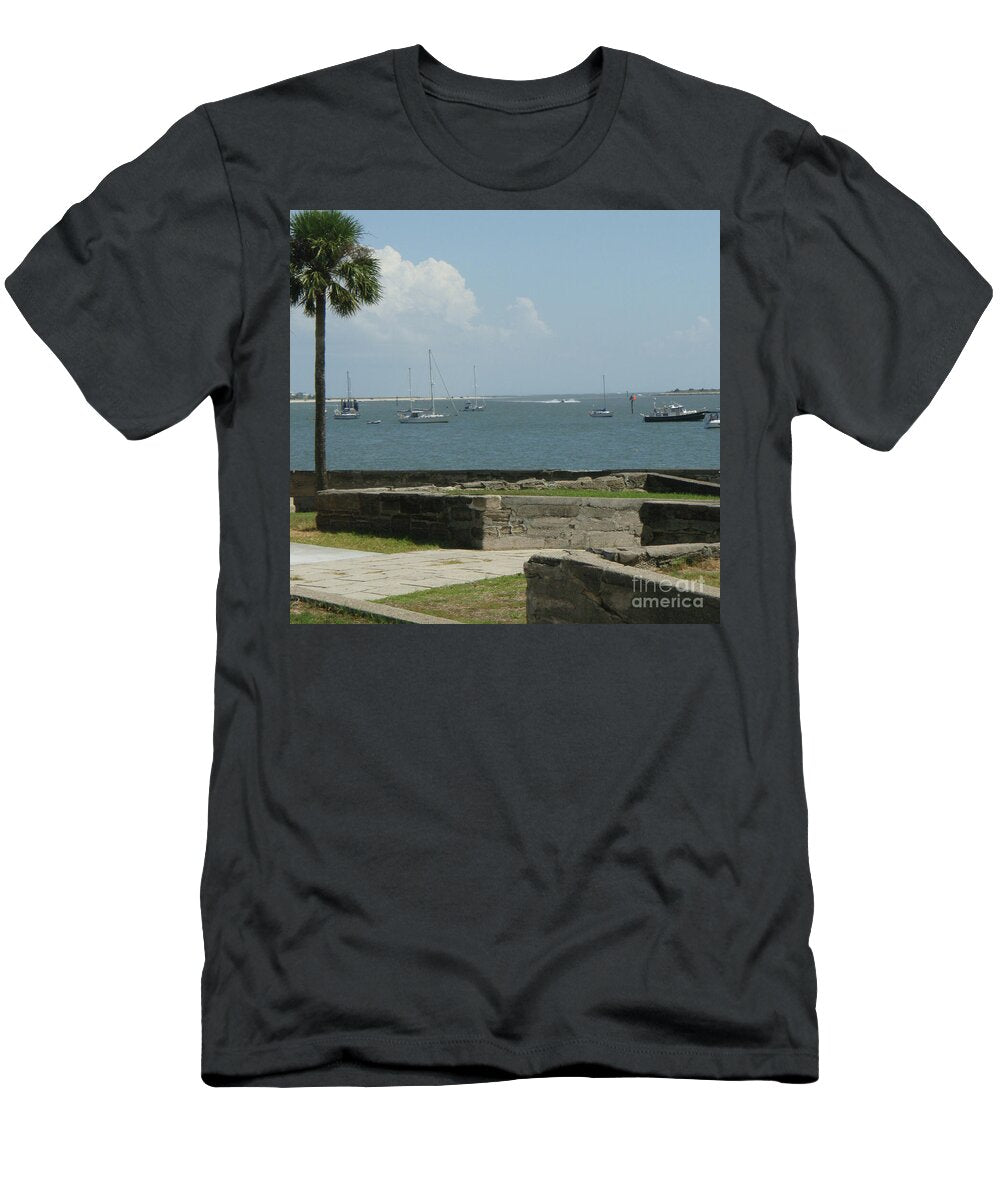 Coastal View Sailing Boats T-Shirt Bella Canvas 50/50 Cotton Polyester Blend Machine Washable