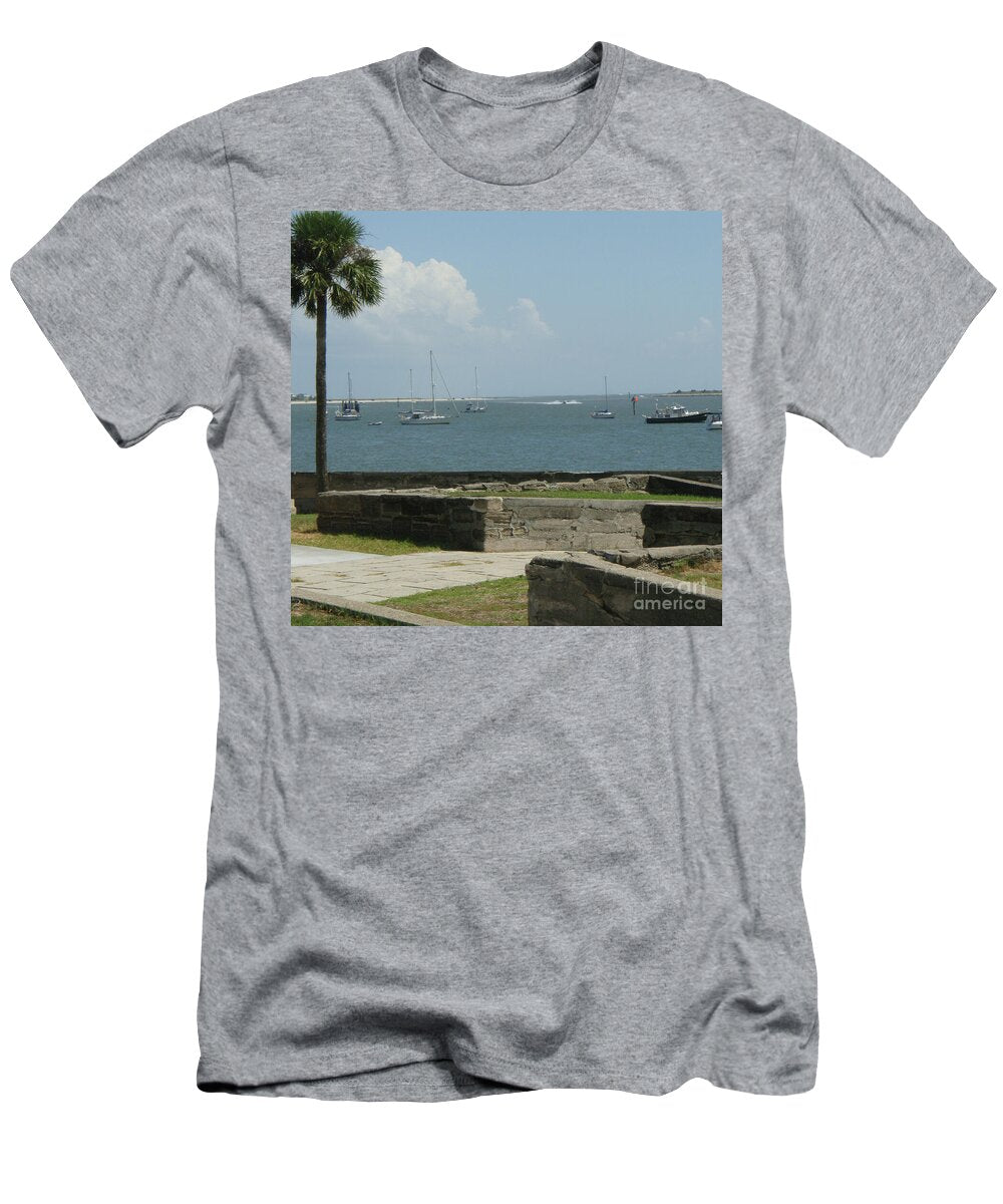 Coastal View Sailing Boats T-Shirt Bella Canvas 50/50 Cotton Polyester Blend Machine Washable