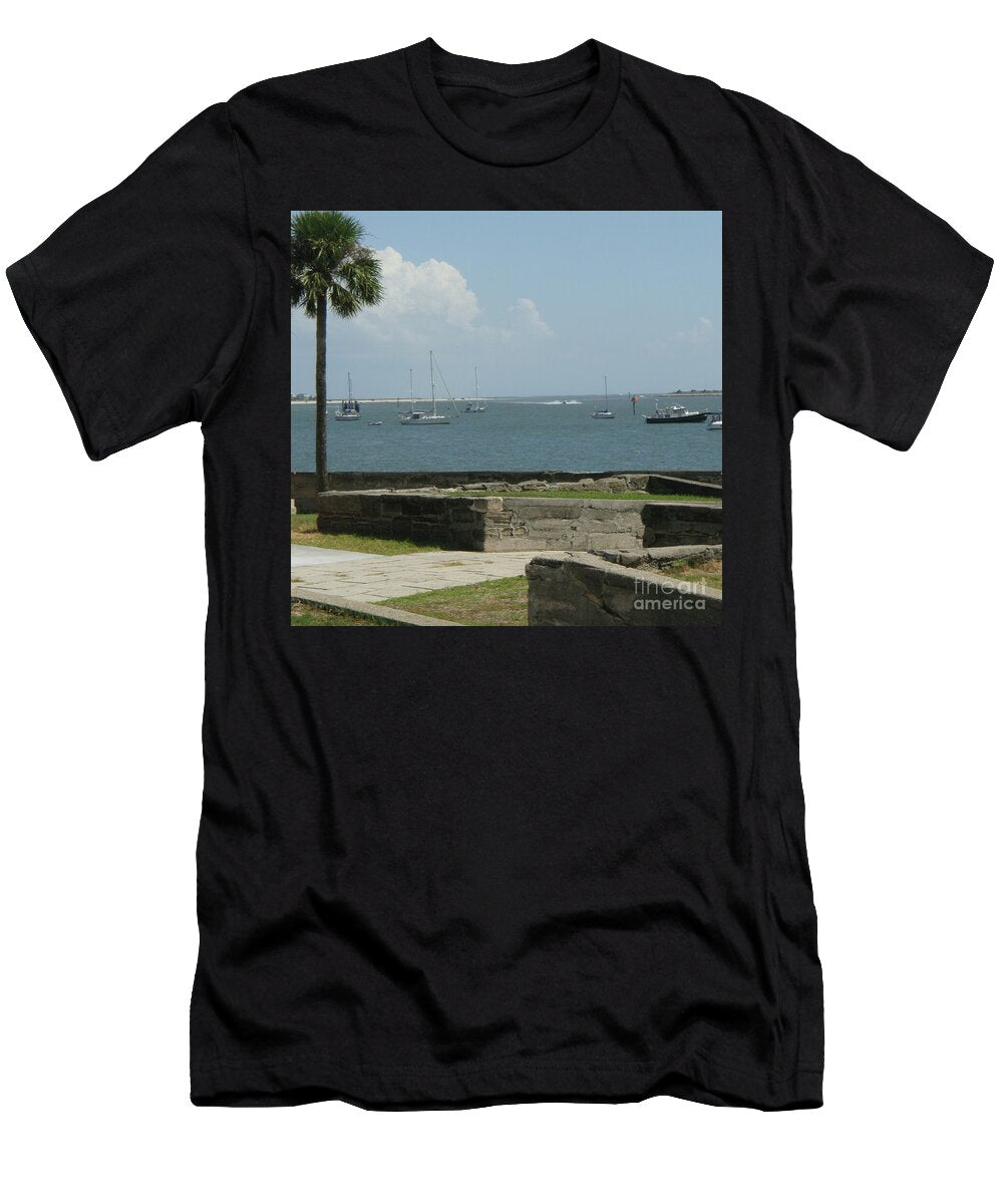 Coastal View Sailing Boats T-Shirt Bella Canvas 50/50 Cotton Polyester Blend Machine Washable