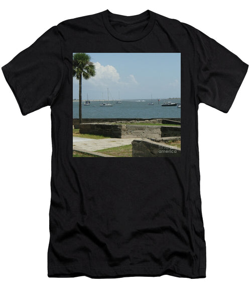 Coastal View Sailing Boats T-Shirt Bella Canvas 50/50 Cotton Polyester Blend Machine Washable