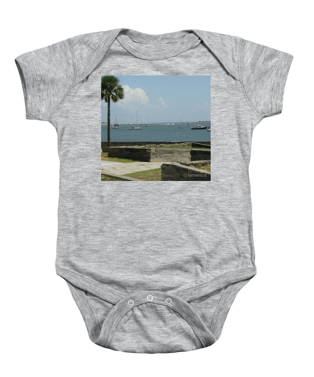 Coastal View Sailing Boats Baby One-Piece Cotton Bodysuit