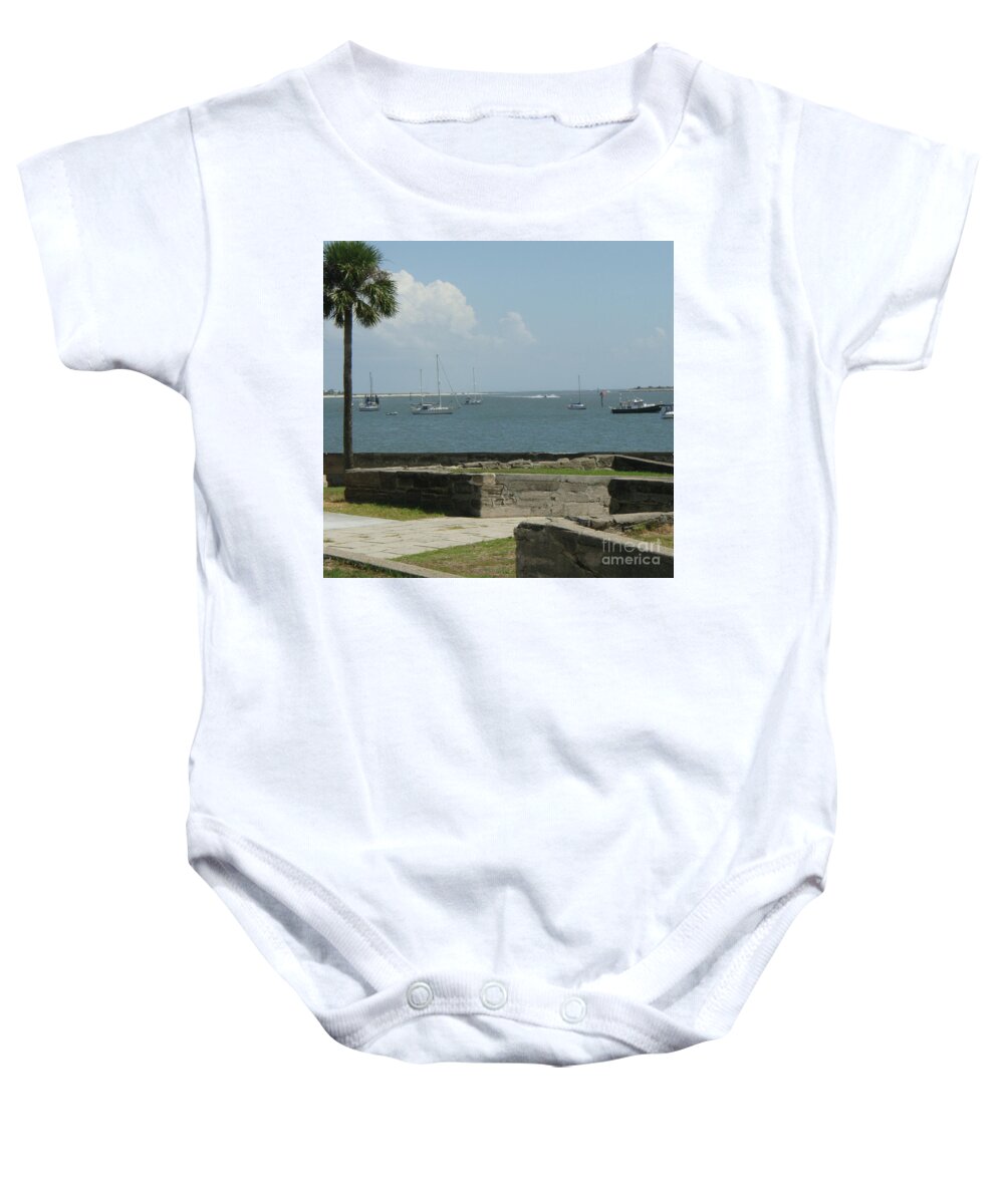 Coastal View Sailing Boats Baby One-Piece Cotton Bodysuit