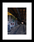 Cobblestone Cafe Exterior in Alley - Framed Print