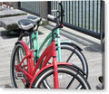 Colorful Bicycles on a Boardwalk - Canvas Print