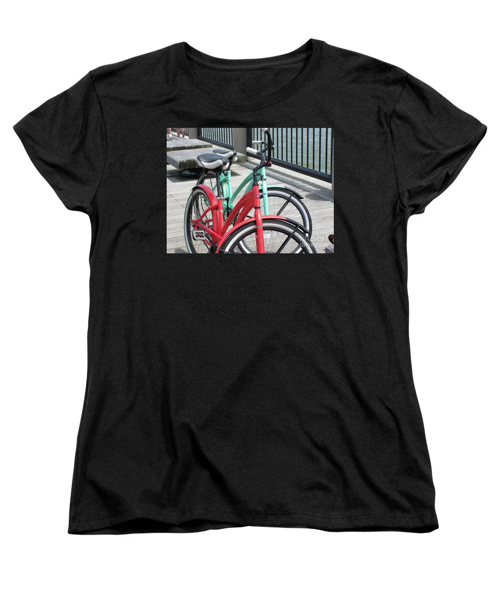 Colorful Bicycles on a Boardwalk - Women's T-Shirt (Standard Fit)