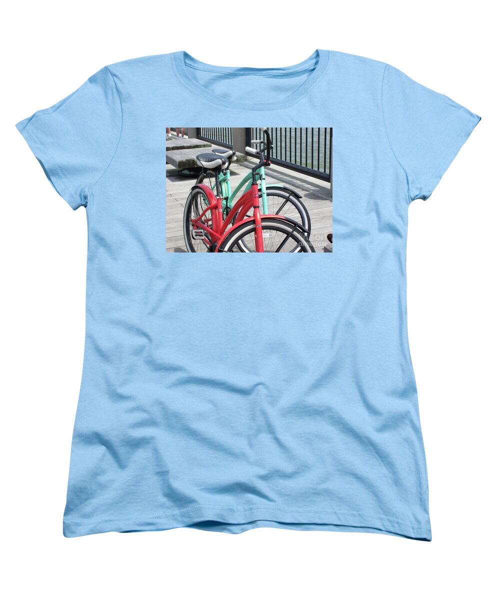 Colorful Bicycles on a Boardwalk - Women's T-Shirt (Standard Fit)