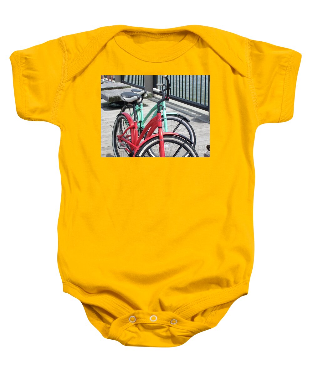 Colorful Bicycles on a Boardwalk - Baby One-Piece