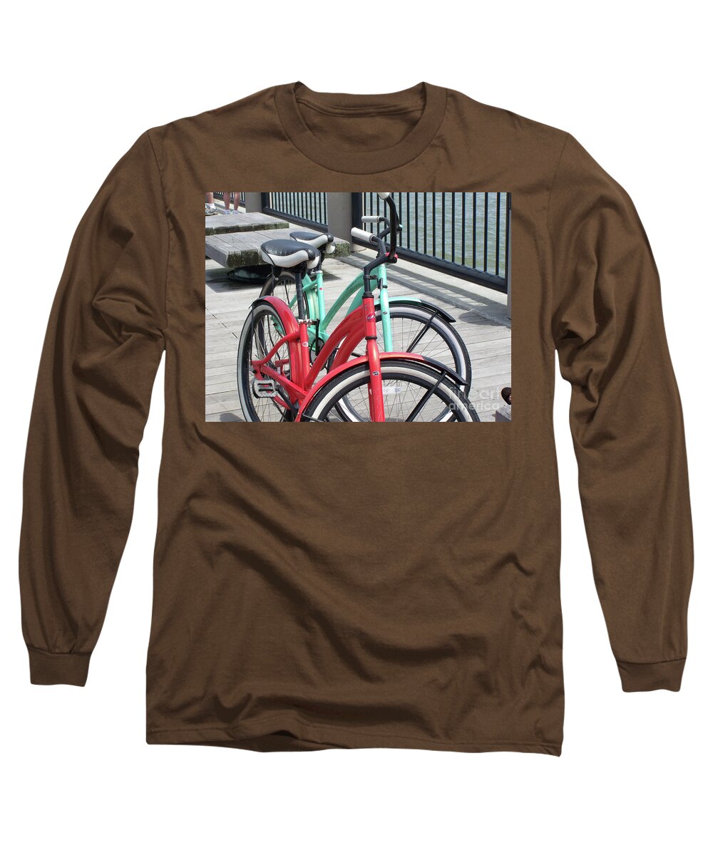 Colorful Bicycles on a Boardwalk - Long Sleeve T-Shirt