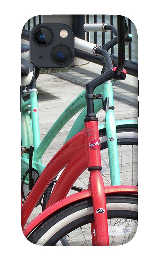Colorful Bicycles on a Boardwalk - Phone Case