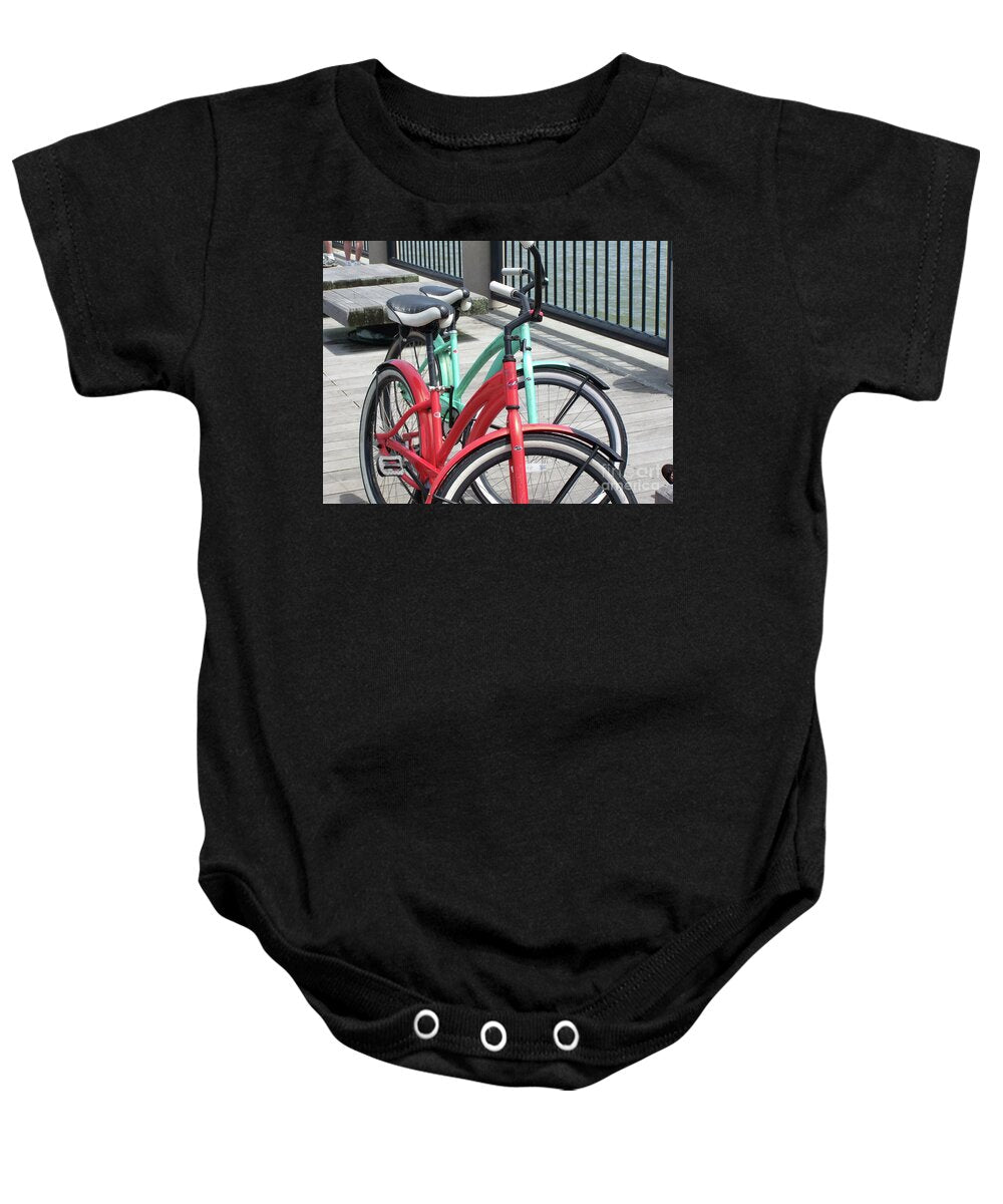 Colorful Bicycles on a Boardwalk - Baby One-Piece