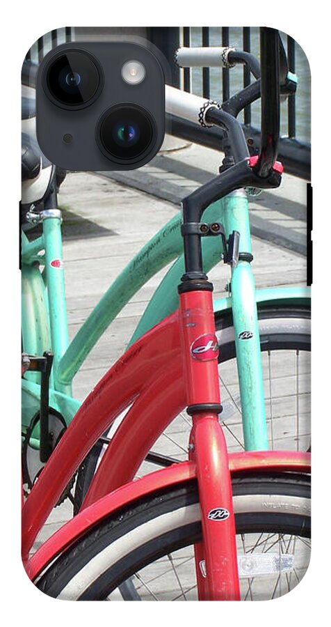 Colorful Bicycles on a Boardwalk - Phone Case