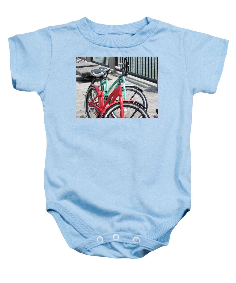 Colorful Bicycles on a Boardwalk - Baby One-Piece